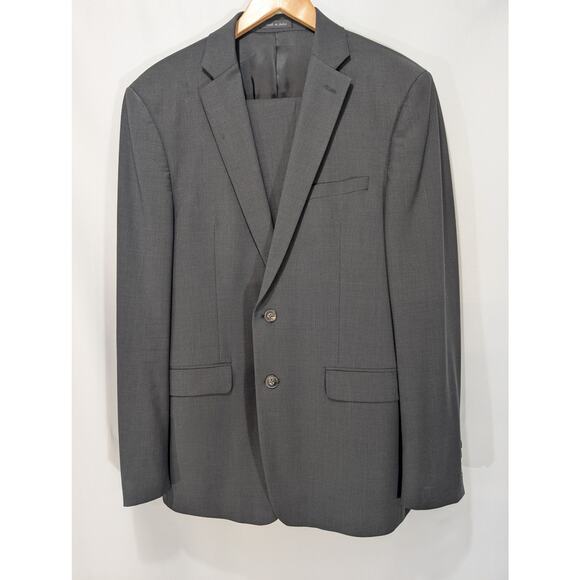 Calvin Klein Gray Wool Stretch Suit 2 Piece Jacket and Pants 42R 36x32 - Picture 2 of 8
